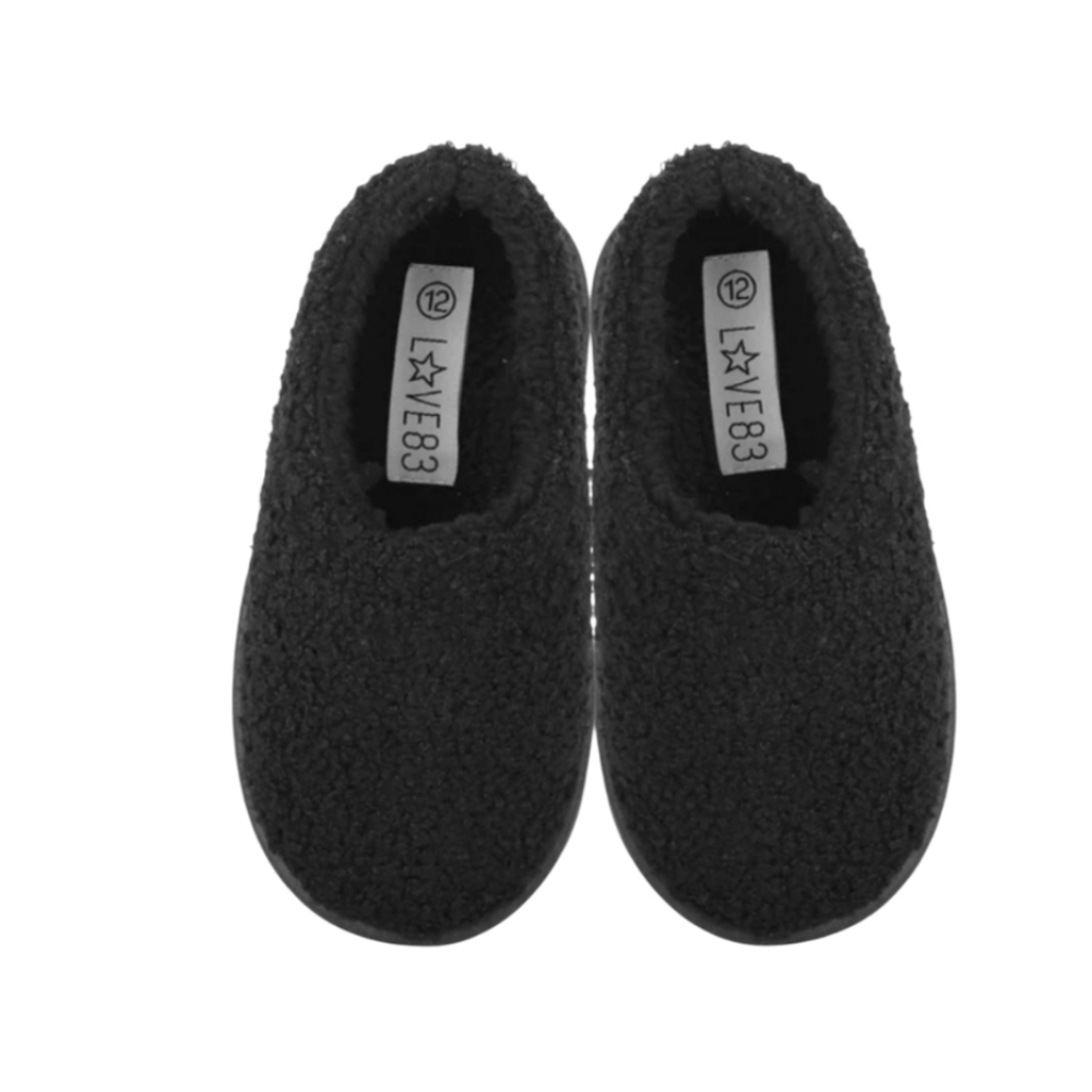 BLACK TEDDY FAUX SHERPA COZY CLOG SLIPPERS SZ 2 NWT
